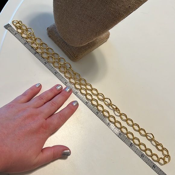 Vintage gold tone open link long chain necklace - Picture 5 of 5